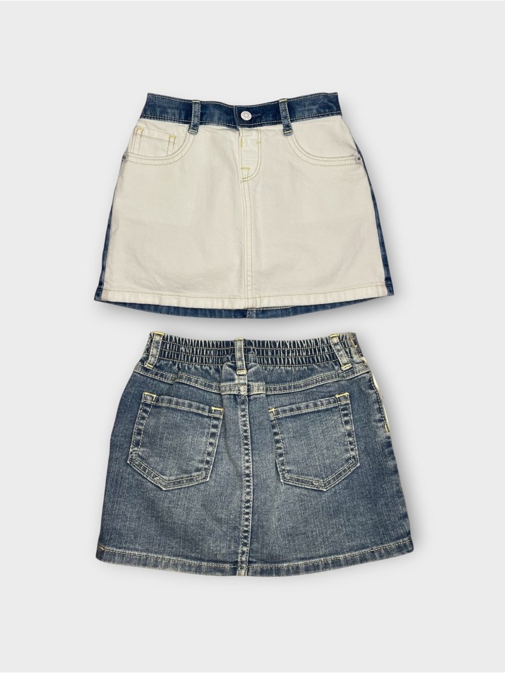 Gymboree 2 Tone Color Block White & Blue Denim Skirt